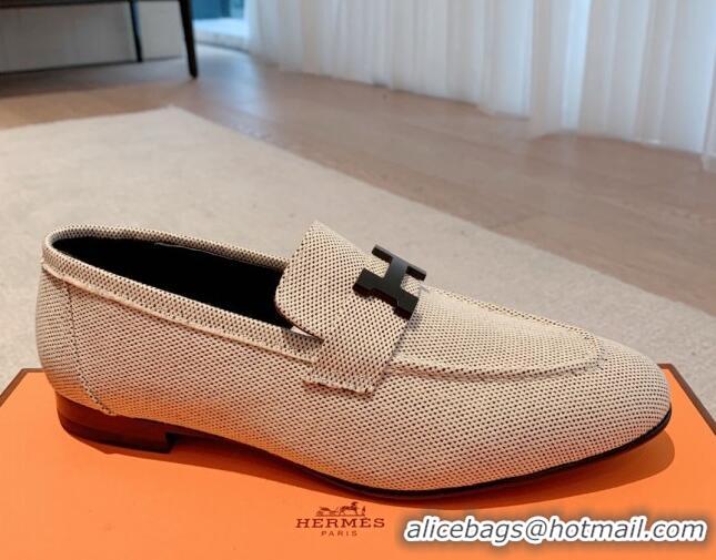 Sophisticated Hermes Paris Canvas Loafers Grey 711091