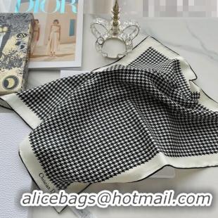 Best Price Dior Houndstooth Silk Sqaure Scarf 55x55cm D22214 Black