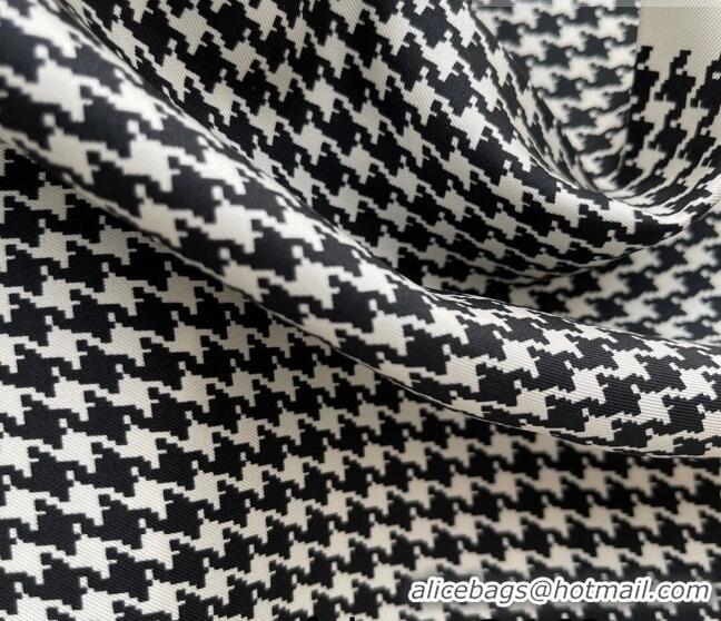 Best Price Dior Houndstooth Silk Sqaure Scarf 55x55cm D22214 Black