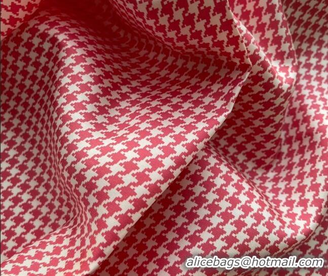 New Fashion Dior Houndstooth Silk Sqaure Scarf 55x55cm D22214 Pink