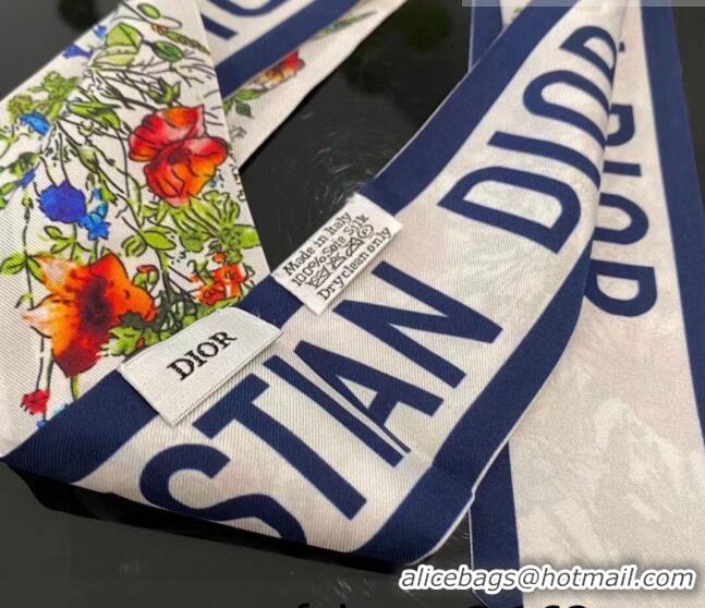 Trendy Design Dior D-Millefiori Silk Bandeau Scarf 6x106cm D22221 Blue