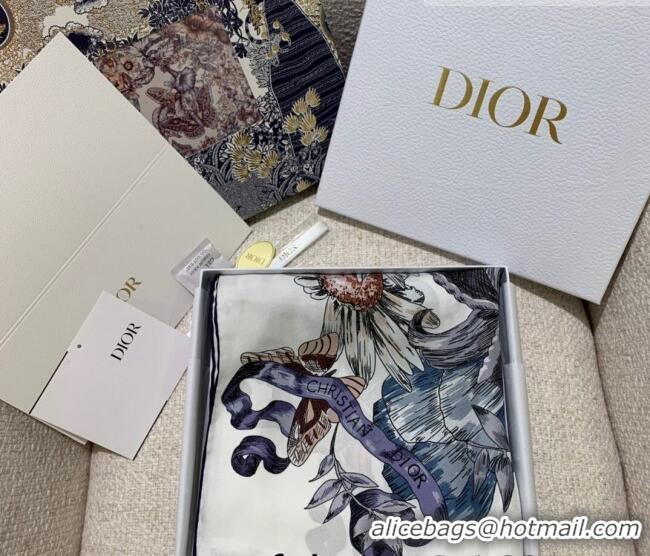 Good Looking Dior Silk Square Scarf 90x90cm D22225 Blue