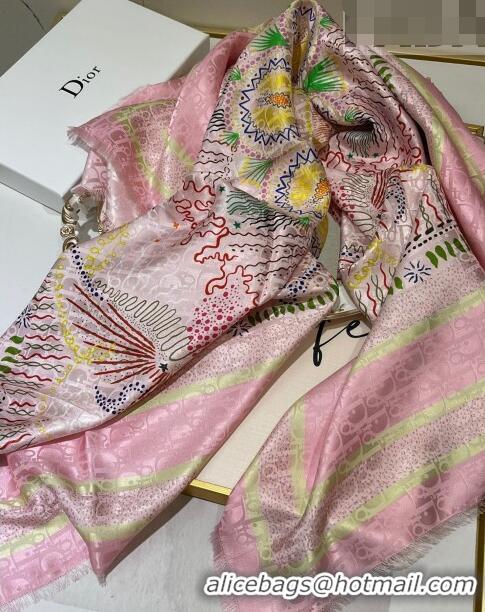 Reasonable Price Dior Silk Sqaure Scarf 110x110cm D30909 Pink