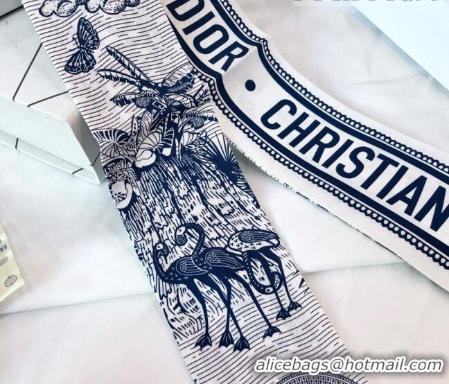 Affordable Price Dior Toile de Jouy Silk Bandeau Scarf 6x105cm D30919 Blue