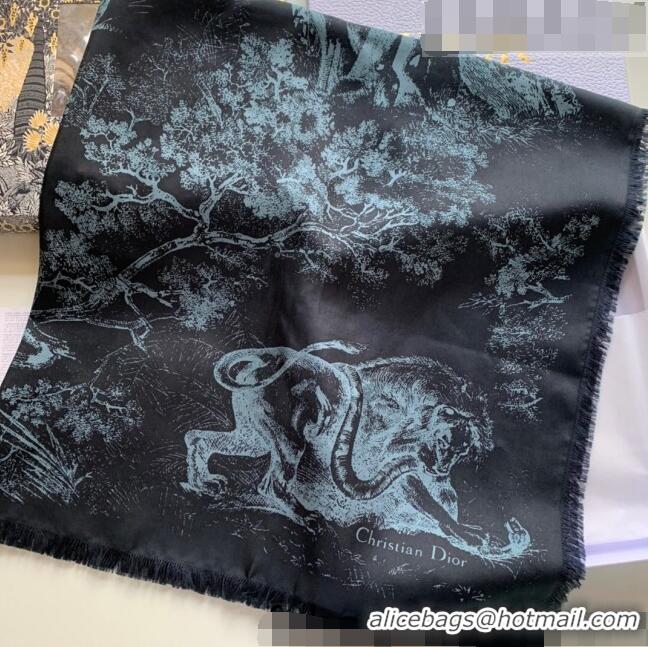 Shop Promotional Dior Toile de Jouy Reverse Silk Square Scarf 90x90cm 033026 Blue