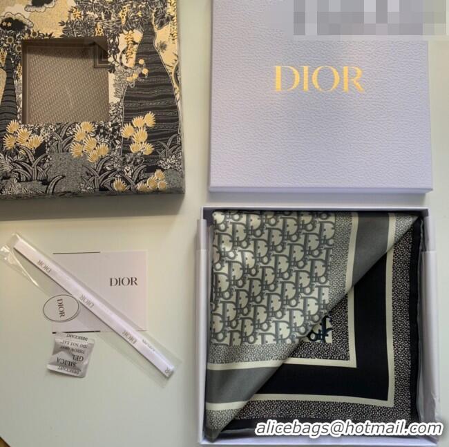 Discount Dior Bi-Color Oblique Silk Square Scarf 90x90cm 033077 Blue/Grey