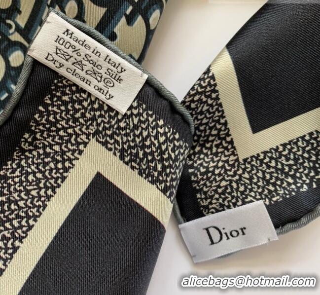 Discount Dior Bi-Color Oblique Silk Square Scarf 90x90cm 033077 Blue/Grey