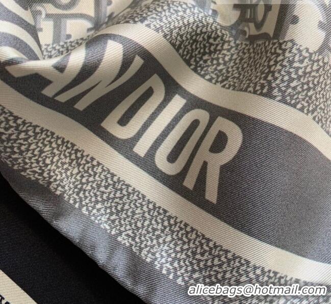 Discount Dior Bi-Color Oblique Silk Square Scarf 90x90cm 033077 Blue/Grey