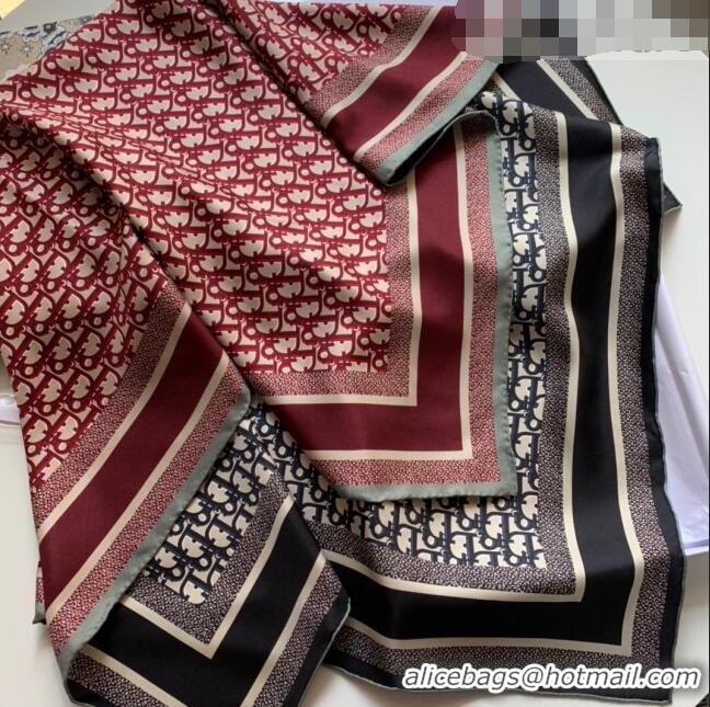 Super Quality Dior Bi-Color Oblique Silk Square Scarf 90x90cm 033078 Blue/Burgundy