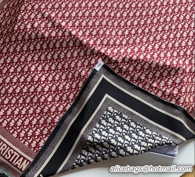 Super Quality Dior Bi-Color Oblique Silk Square Scarf 90x90cm 033078 Blue/Burgundy