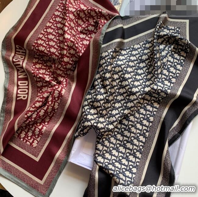 Super Quality Dior Bi-Color Oblique Silk Square Scarf 90x90cm 033078 Blue/Burgundy