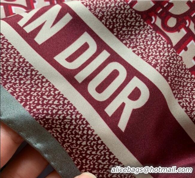 Super Quality Dior Bi-Color Oblique Silk Square Scarf 90x90cm 033078 Blue/Burgundy