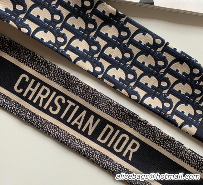 Buy Cheap Dior Oblique Silk Bandeau Scarf 6x100cm 033080 Dark Blue