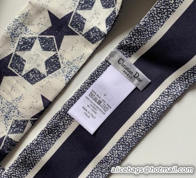 Famous Brand Dior Star Silk Bandeau Scarf 6x100cm D033090 Blue