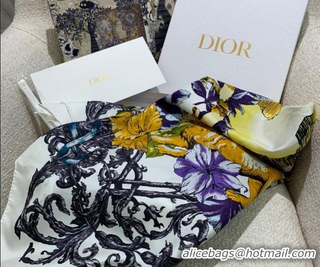 Luxury Cheap Dior Silk Square Scarf 90x90cm 053001 Blue