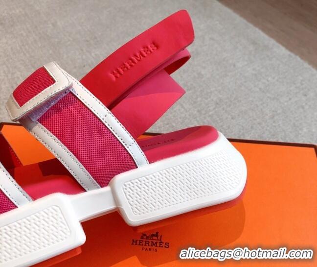 Luxury Hermes Geek Canvas Platform Sandals 3.5cm Pink 724132