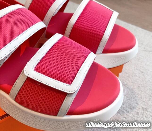 Luxury Hermes Geek Canvas Platform Sandals 3.5cm Pink 724132