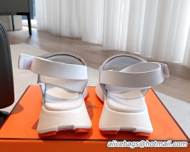 Trendy Design Hermes Geek Canvas Platform Sandals 3.5cm White 724133