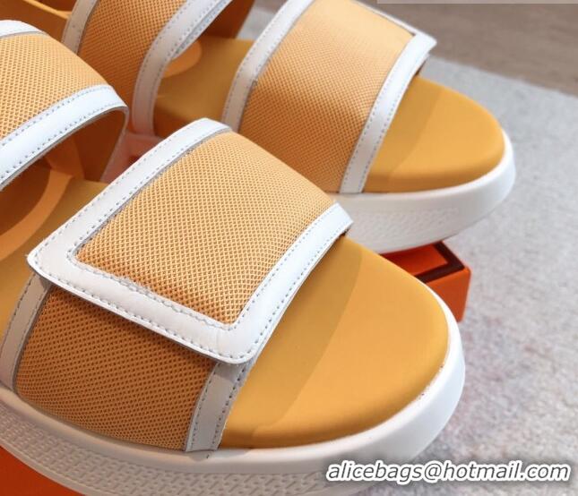 Charming Hermes Geek Canvas Platform Sandals 3.5cm Yellow 724135