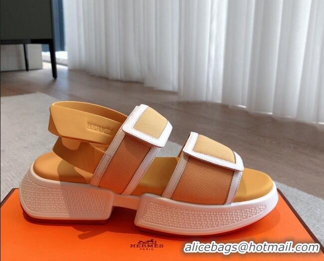 Charming Hermes Geek Canvas Platform Sandals 3.5cm Yellow 724135