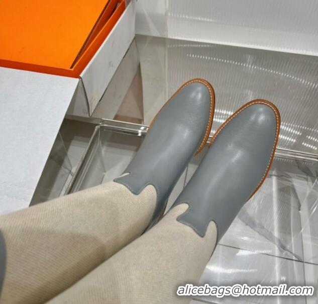 Duplicate Hermes Jumping Boot in Canvas and Grey Leather 372505