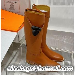 Discount Hermes Jumping Boot in Brown Leather 372503