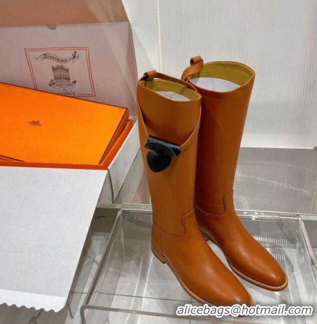 Discount Hermes Jumping Boot in Brown Leather 372503