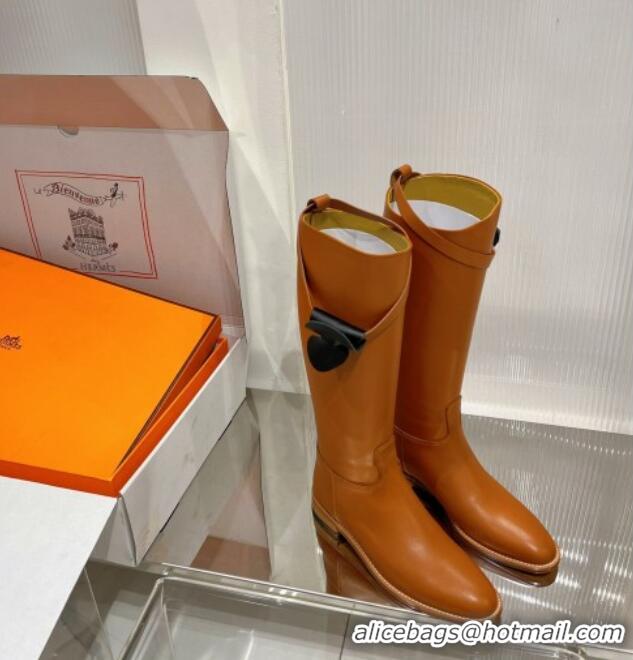 Discount Hermes Jumping Boot in Brown Leather 372503