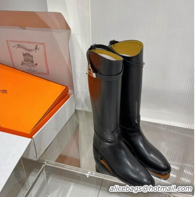 Trendy Design Hermes Jumping Boot in Black Leather 372504