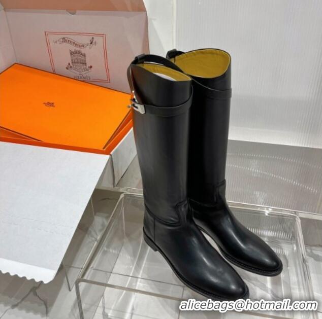 Trendy Design Hermes Jumping Boot in Black Leather 372504