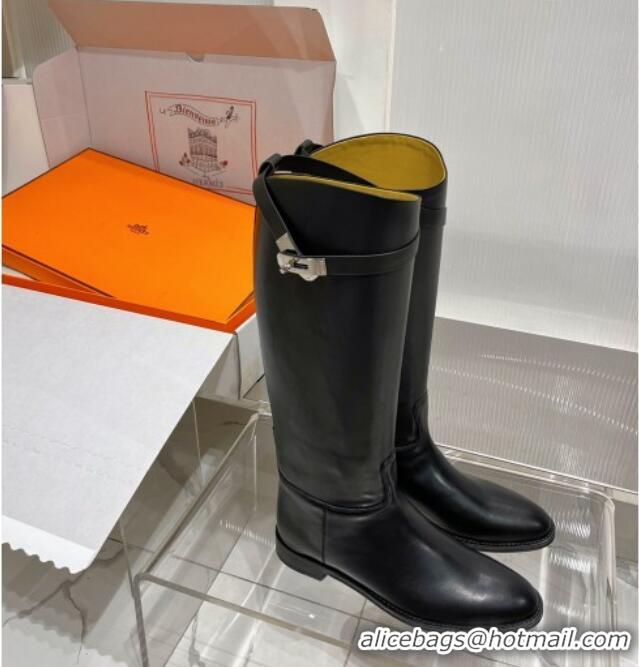 Trendy Design Hermes Jumping Boot in Black Leather 372504