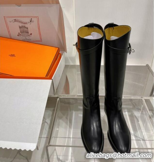 Trendy Design Hermes Jumping Boot in Black Leather 372504