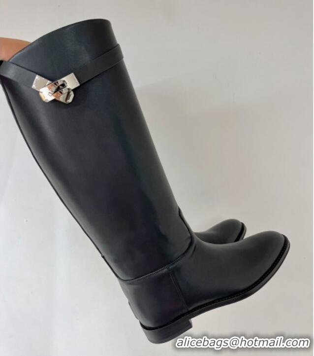 Trendy Design Hermes Jumping Boot in Black Leather 372504