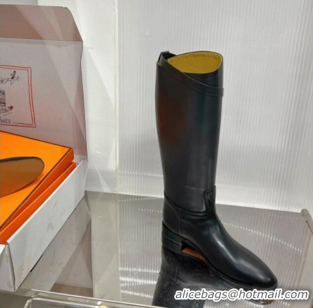 Trendy Design Hermes Jumping Boot in Black Leather 372504