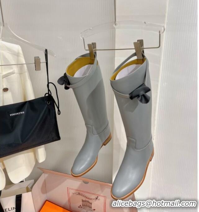 Stylish Hermes Jumping Boot in Grey Leather 72502