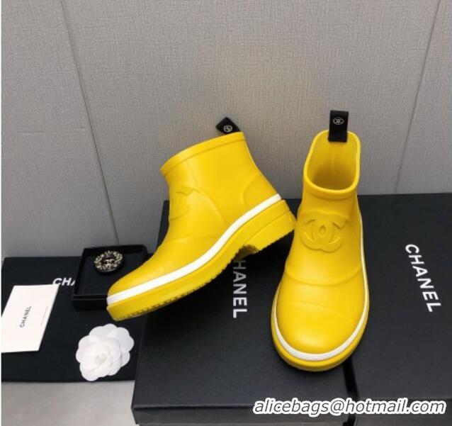 Top Grade Chanel Rubber Rain Boots Yellow 728050