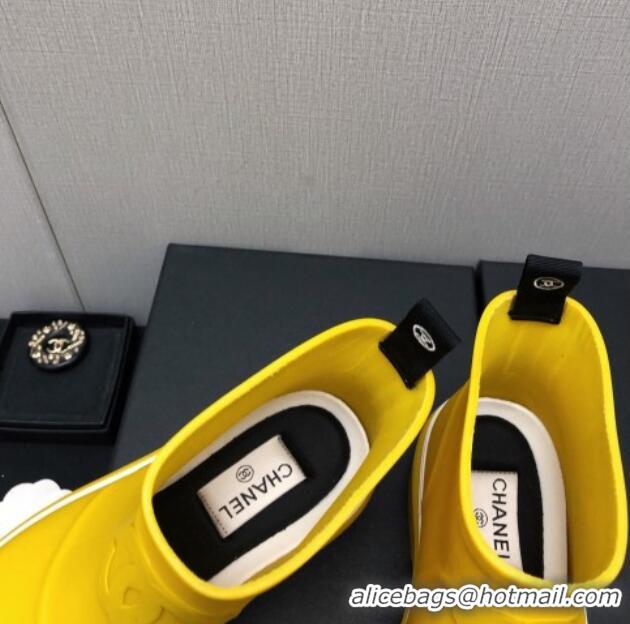 Top Grade Chanel Rubber Rain Boots Yellow 728050