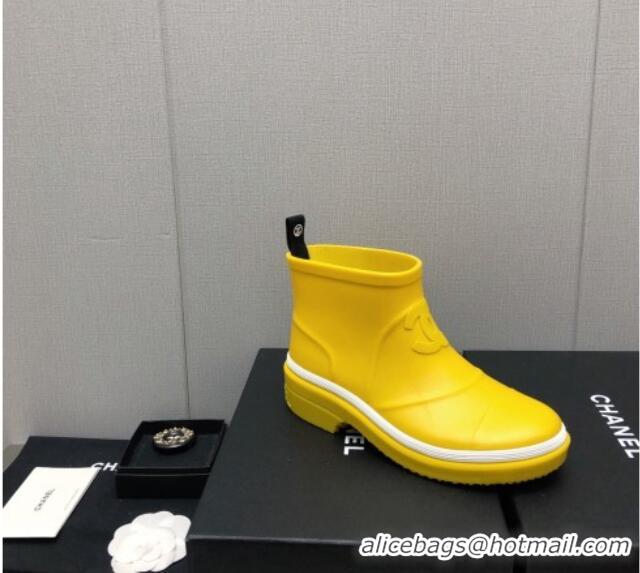 Top Grade Chanel Rubber Rain Boots Yellow 728050