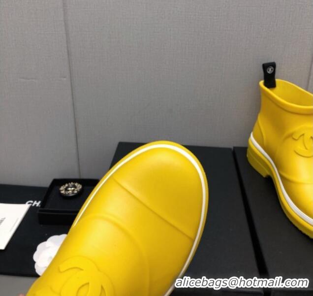 Top Grade Chanel Rubber Rain Boots Yellow 728050