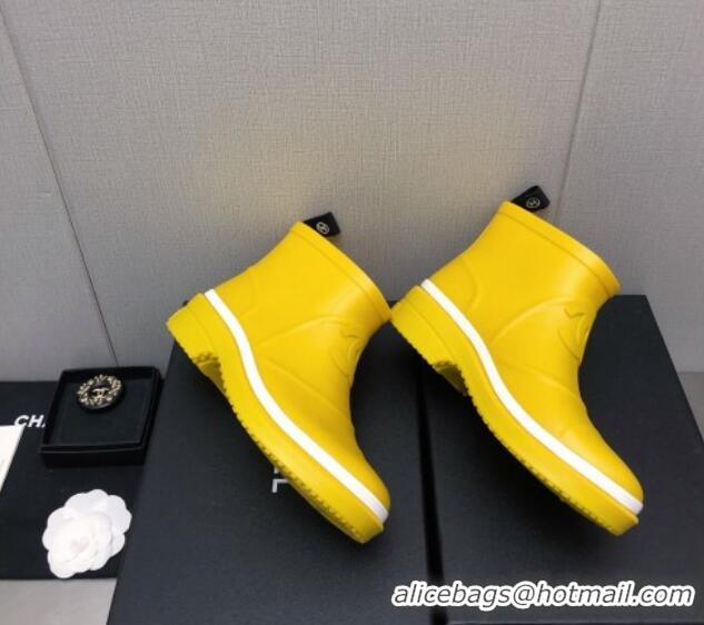 Top Grade Chanel Rubber Rain Boots Yellow 728050