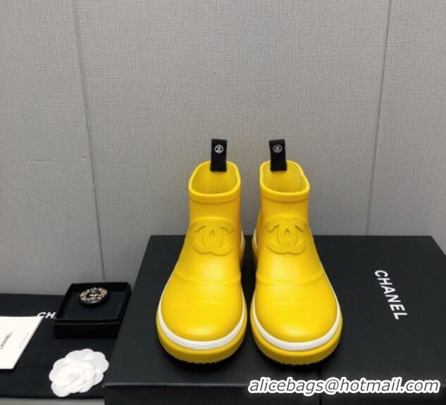 Top Grade Chanel Rubber Rain Boots Yellow 728050