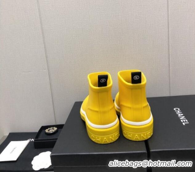 Top Grade Chanel Rubber Rain Boots Yellow 728050