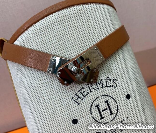 Good Looking Hermes Jumping Flat High Boots in Calfskin and Canvas Brown 814032