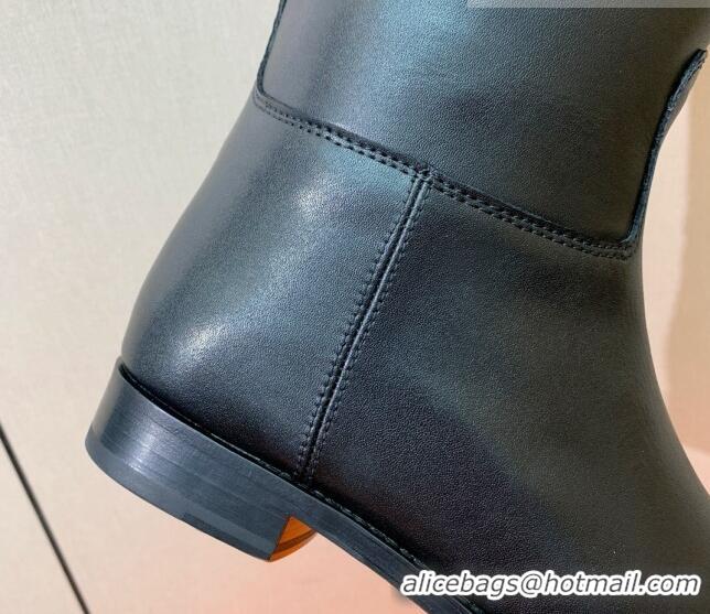 Best Product Hermes Jumping Flat High Boots in Calfskin Leather Black 814037