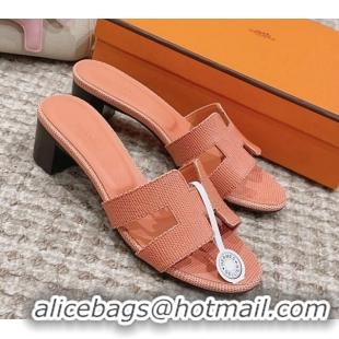 Good Product Hermes Classic Oasis Heel Slide Sandals 4.5cm in Lizard Embossed Leather Orange Yellow 0814046