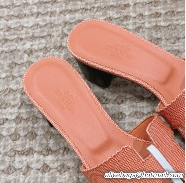 Good Product Hermes Classic Oasis Heel Slide Sandals 4.5cm in Lizard Embossed Leather Orange Yellow 0814046