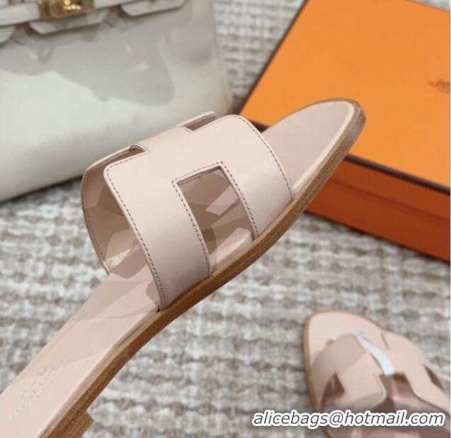 1:1 Hermes Classic Oran Flat Slide Sandals in Swift Calfskin Nude 814053