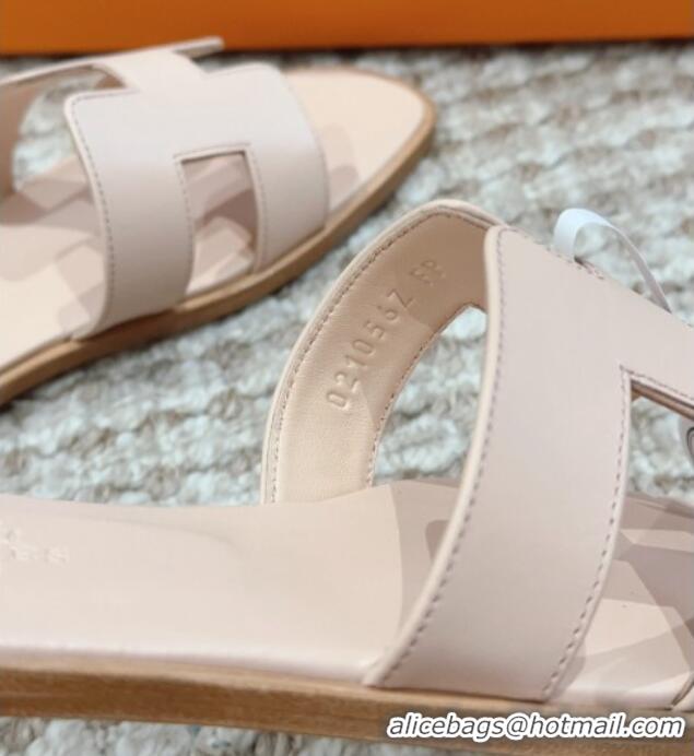 1:1 Hermes Classic Oran Flat Slide Sandals in Swift Calfskin Nude 814053