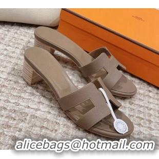 Most Popular Hermes Classic Oasis Heel Slide Sandals 4.5cm in Palm Grained Leather Grey 814065