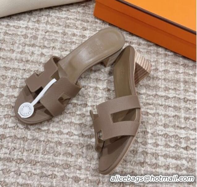 Most Popular Hermes Classic Oasis Heel Slide Sandals 4.5cm in Palm Grained Leather Grey 814065